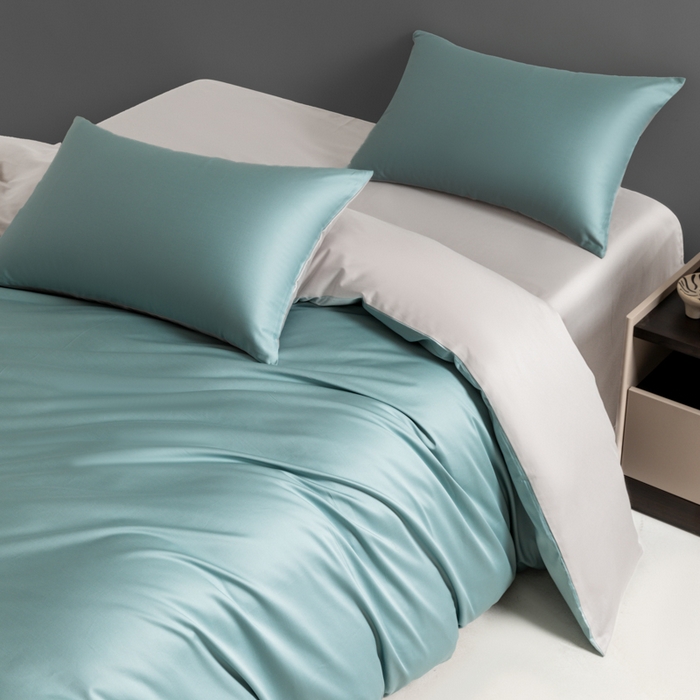 91家纺网 家纺一手货源 找家纺 栩裕纺织 2025新款长绒棉经典双拼四件套-孚星 孚星-北岛绿