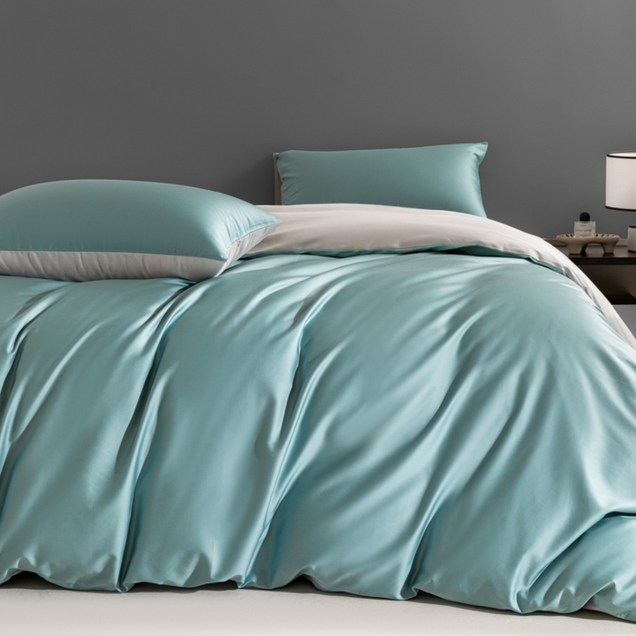 91家纺网 家纺一手货源 找家纺 栩裕纺织 2025新款长绒棉经典双拼四件套-孚星 孚星-北岛绿