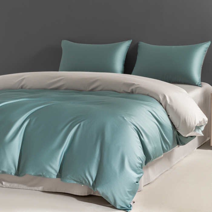 91家纺网 家纺一手货源 找家纺 栩裕纺织 2025新款长绒棉经典双拼四件套-孚星 孚星-北岛绿