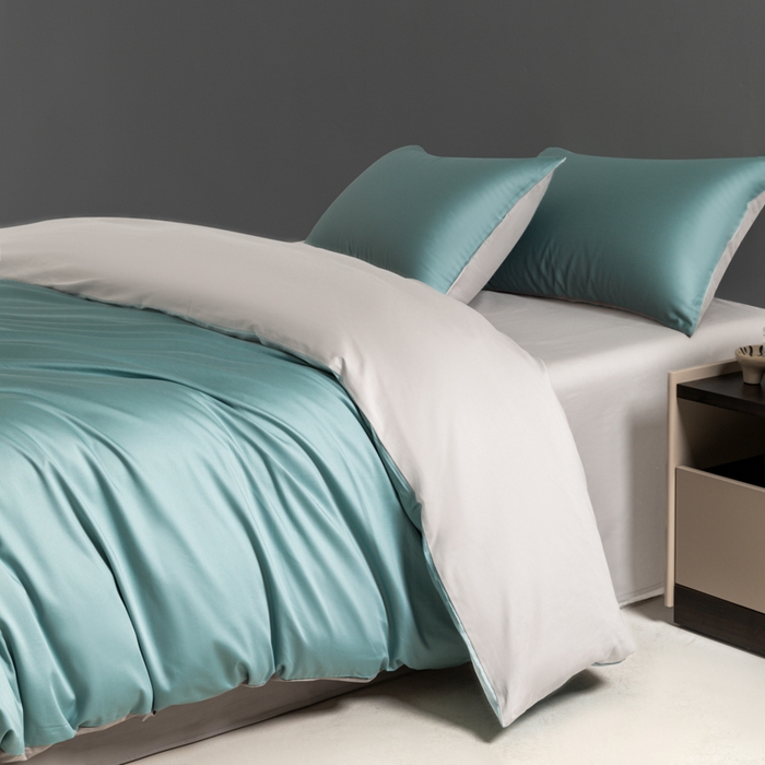 91家纺网 家纺一手货源 找家纺 栩裕纺织 2025新款长绒棉经典双拼四件套-孚星 孚星-北岛绿