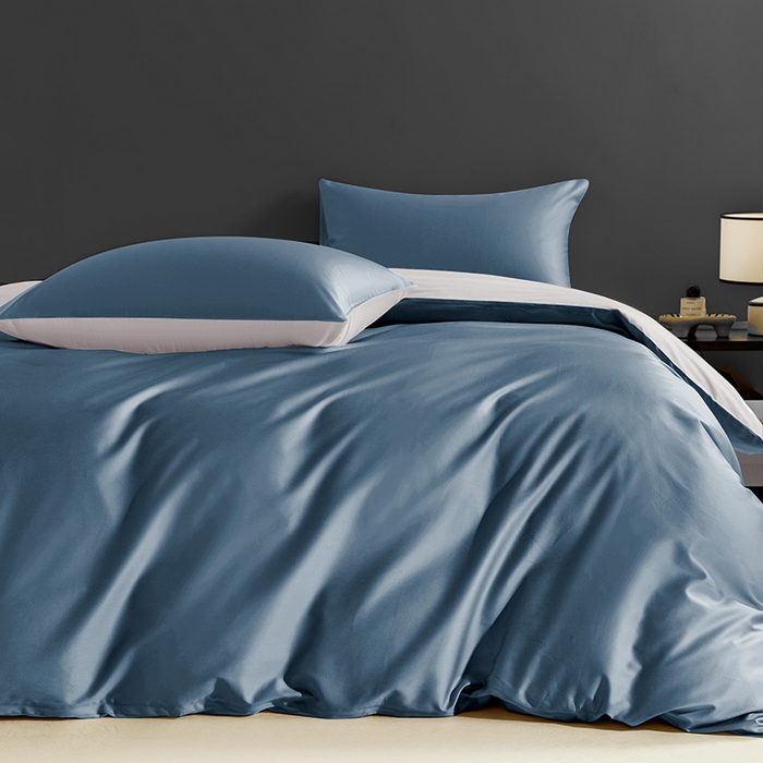 91家纺网 家纺一手货源 找家纺 栩裕纺织 2025新款长绒棉经典双拼四件套-孚星 孚星-雾霾蓝