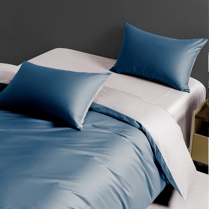 91家纺网 家纺一手货源 找家纺 栩裕纺织 2025新款长绒棉经典双拼四件套-孚星 孚星-雾霾蓝