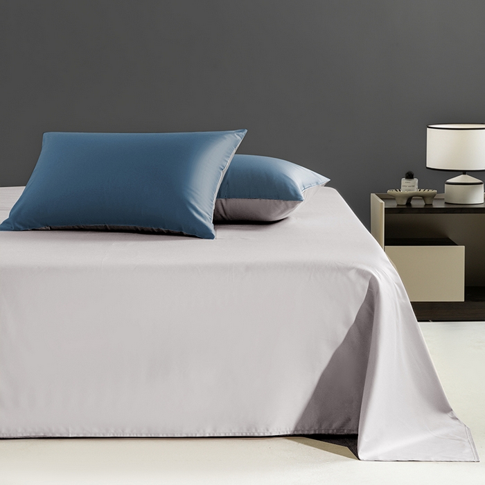 91家纺网 家纺一手货源 找家纺 栩裕纺织 2025新款长绒棉经典双拼四件套-孚星 孚星-雾霾蓝