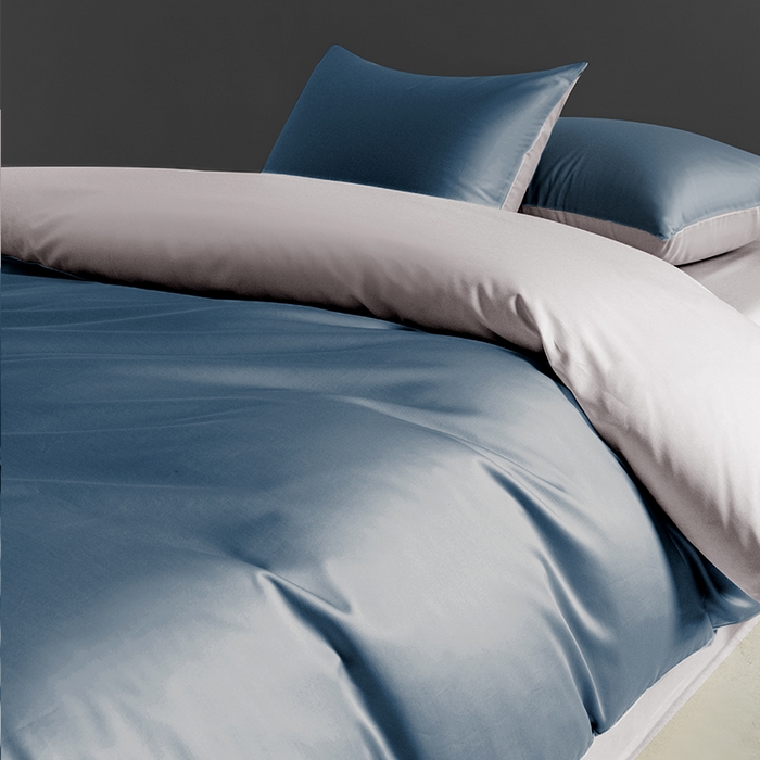 91家纺网 家纺一手货源 找家纺 栩裕纺织 2025新款长绒棉经典双拼四件套-孚星 孚星-雾霾蓝