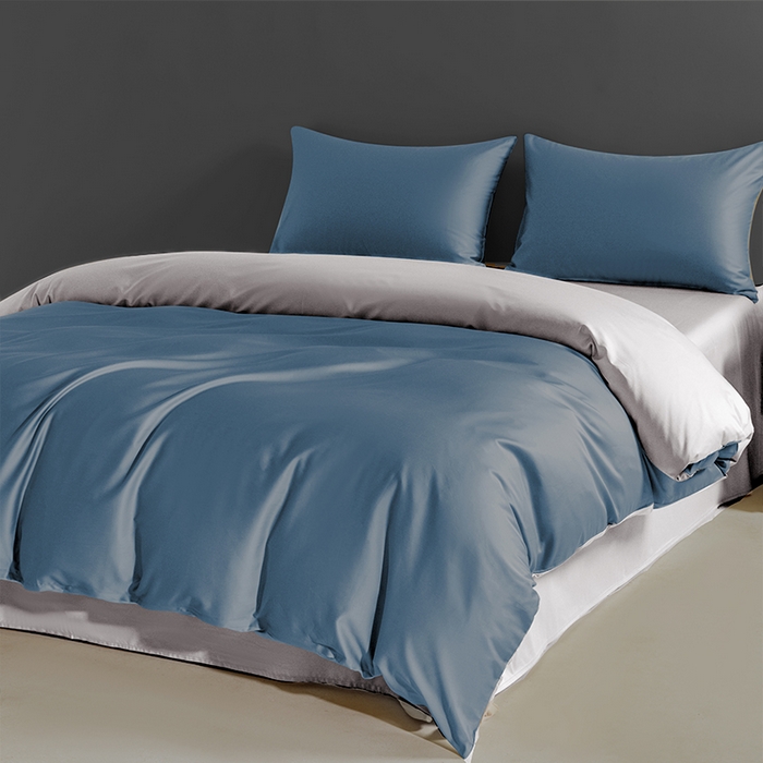 91家纺网 家纺一手货源 找家纺 栩裕纺织 2025新款长绒棉经典双拼四件套-孚星 孚星-雾霾蓝