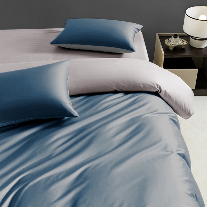 91家纺网 家纺一手货源 找家纺 栩裕纺织 2025新款长绒棉经典双拼四件套-孚星 孚星-雾霾蓝