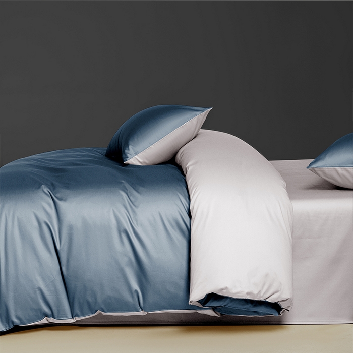 91家纺网 家纺一手货源 找家纺 栩裕纺织 2025新款长绒棉经典双拼四件套-孚星 孚星-雾霾蓝