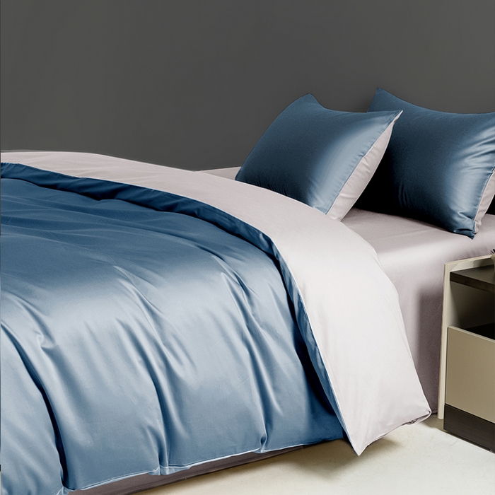 91家纺网 家纺一手货源 找家纺 栩裕纺织 2025新款长绒棉经典双拼四件套-孚星 孚星-雾霾蓝