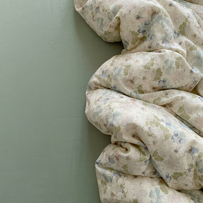 典曼家纺 2025新款A类母婴级抗菌有氧双层纱亲肤小清新印花三件套四件套 沁香