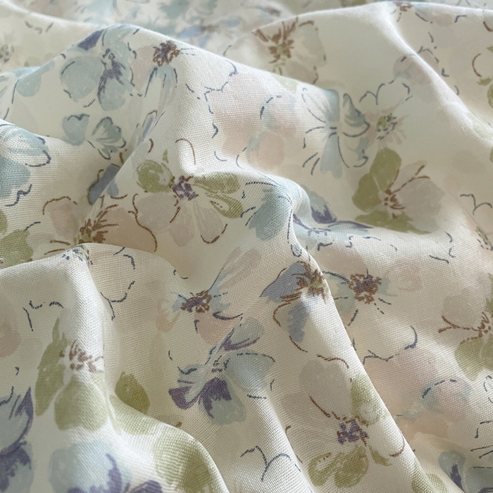 91家纺网 家纺一手货源 找家纺 典曼家纺 2025新款A类母婴级抗菌有氧双层纱亲肤小清新印花三件套四件套 沁香