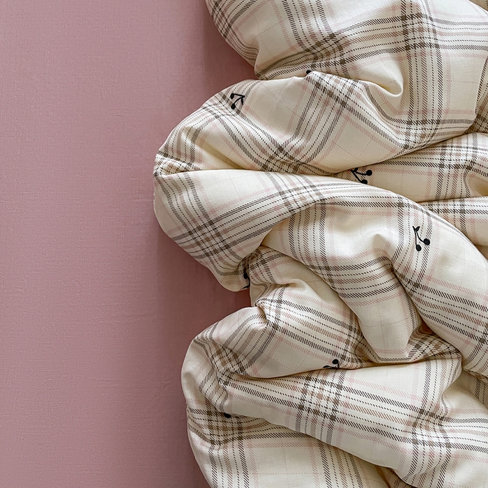 典曼家纺 2025新款A类母婴级抗菌有氧双层纱亲肤小清新印花三件套四件套 可可樱桃