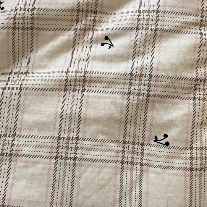 91家纺网 家纺一手货源 找家纺 典曼家纺 2025新款A类母婴级抗菌有氧双层纱亲肤小清新印花三件套四件套 可可樱桃