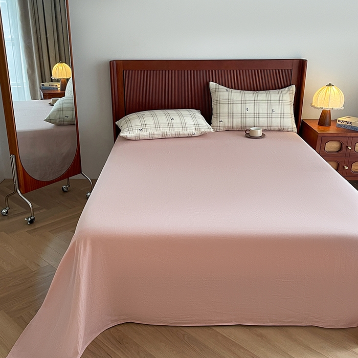 91家纺网 家纺一手货源 找家纺 典曼家纺 2025新款A类母婴级抗菌有氧双层纱亲肤小清新印花三件套四件套 可可樱桃