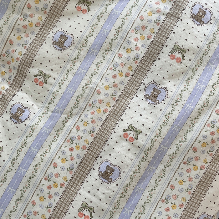 91家纺网 家纺一手货源 找家纺 典曼家纺 2025新款A类母婴级抗菌有氧双层纱亲肤小清新印花三件套四件套 三宅一熊