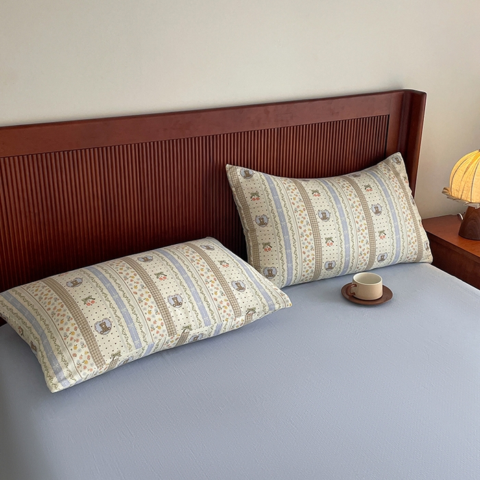 91家纺网 家纺一手货源 找家纺 典曼家纺 2025新款A类母婴级抗菌有氧双层纱亲肤小清新印花三件套四件套 三宅一熊