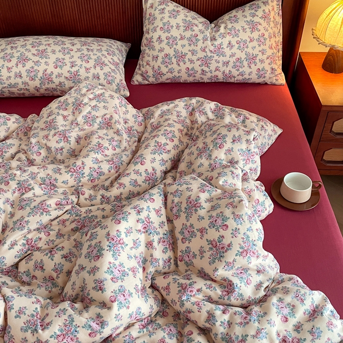 91家纺网 家纺一手货源 找家纺 典曼家纺 2025新款A类母婴级抗菌有氧双层纱亲肤小清新印花三件套四件套 美娜