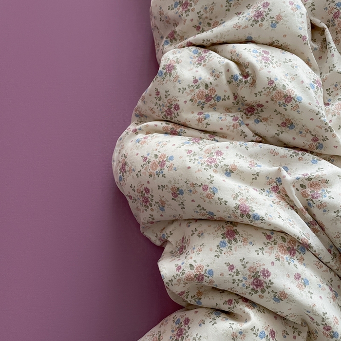 91家纺网 家纺一手货源 找家纺 典曼家纺 2025新款A类母婴级抗菌有氧双层纱亲肤小清新印花三件套四件套 奥黛丽