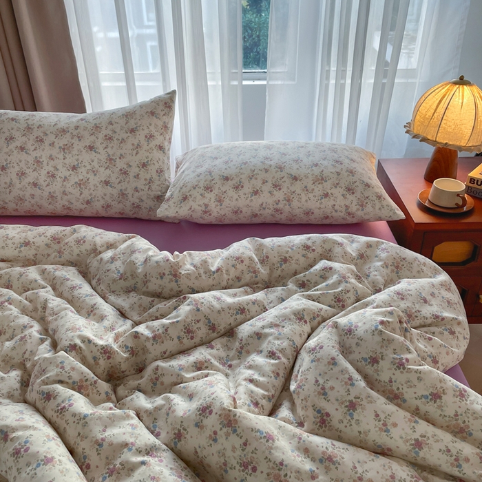 91家纺网 家纺一手货源 找家纺 典曼家纺 2025新款A类母婴级抗菌有氧双层纱亲肤小清新印花三件套四件套 奥黛丽