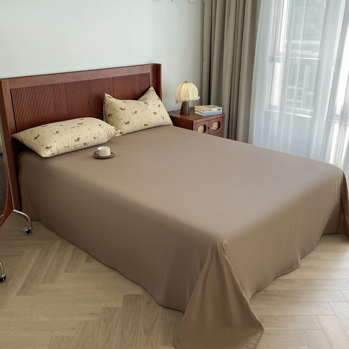 91家纺网 家纺一手货源 找家纺 典曼家纺 2025新款A类母婴级抗菌有氧双层纱亲肤小清新印花三件套四件套 腊肠狗