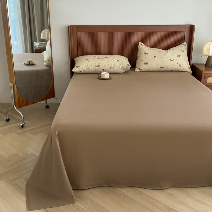 91家纺网 家纺一手货源 找家纺 典曼家纺 2025新款A类母婴级抗菌有氧双层纱亲肤小清新印花三件套四件套 腊肠狗