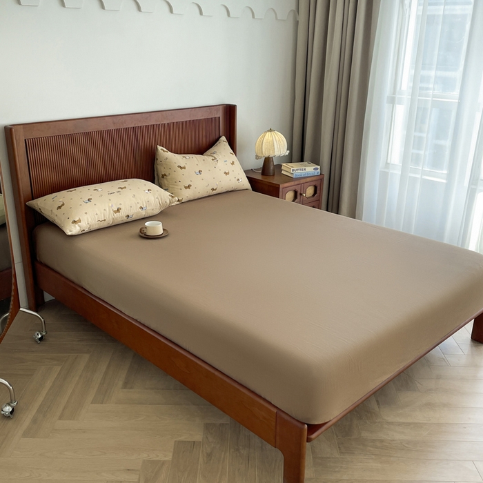 91家纺网 家纺一手货源 找家纺 典曼家纺 2025新款A类母婴级抗菌有氧双层纱亲肤小清新印花三件套四件套 腊肠狗