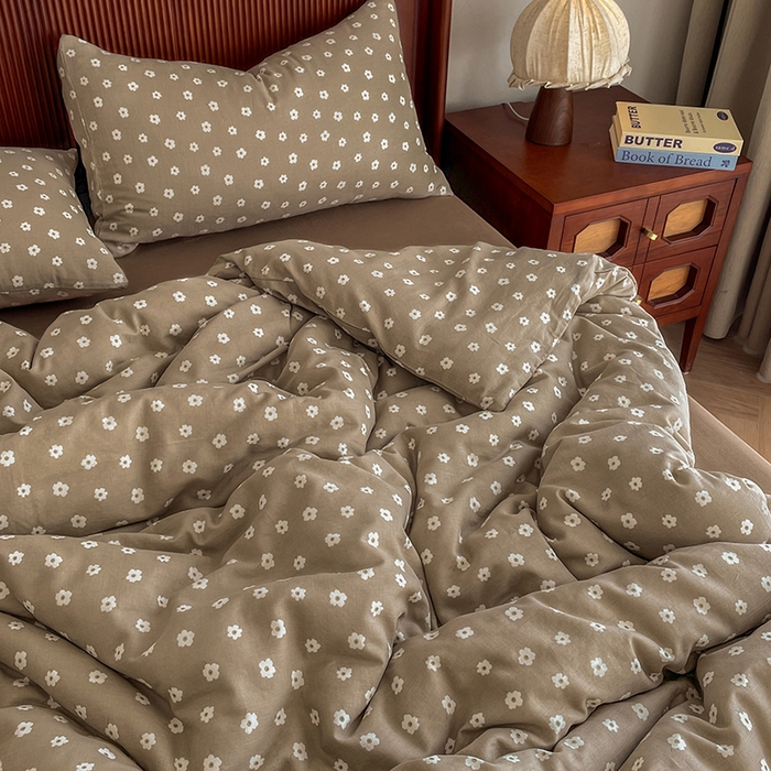 91家纺网 家纺一手货源 找家纺 典曼家纺 2025新款A类母婴级抗菌有氧双层纱亲肤小清新印花三件套四件套 洛可可