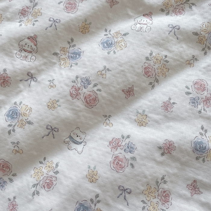 91家纺网 家纺一手货源 找家纺 典曼家纺 2025新款A类母婴级抗菌有氧双层纱亲肤小清新印花三件套四件套 萌宠乐园