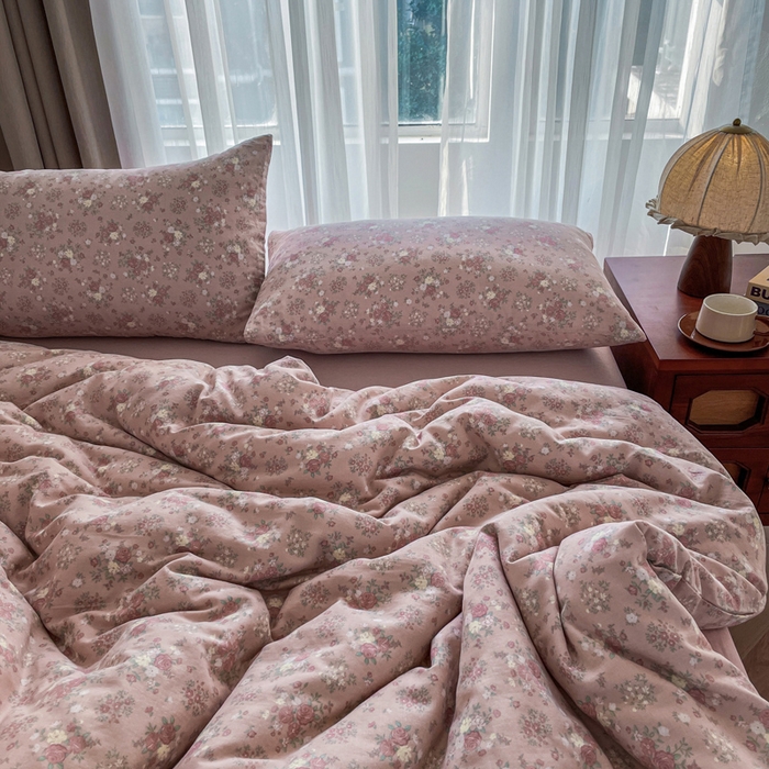 91家纺网 家纺一手货源 找家纺 典曼家纺 2025新款A类母婴级抗菌有氧双层纱亲肤小清新印花三件套四件套 蔷薇花园