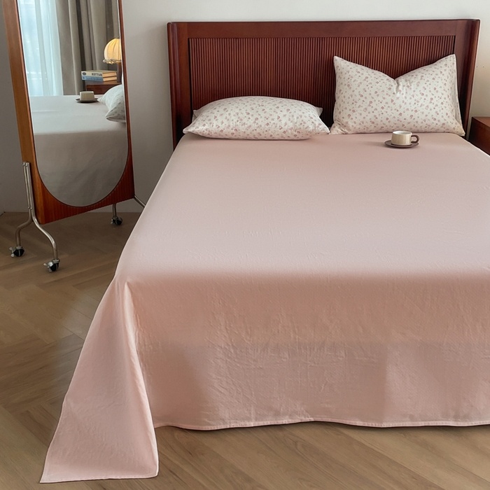 91家纺网 家纺一手货源 找家纺 典曼家纺 2025新款A类母婴级抗菌有氧双层纱亲肤小清新印花三件套四件套 桃汁夭夭