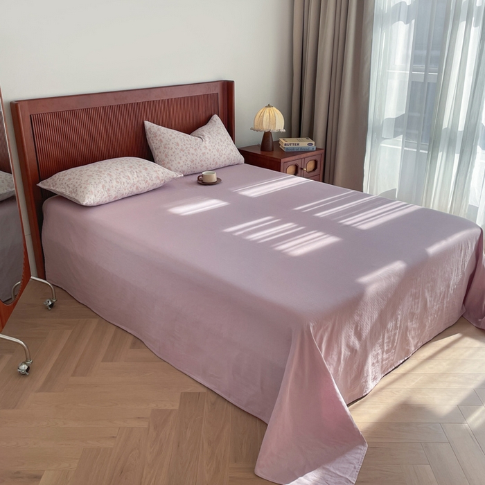 91家纺网 家纺一手货源 找家纺 典曼家纺 2025新款A类母婴级抗菌有氧双层纱亲肤小清新印花三件套四件套 阳春三月