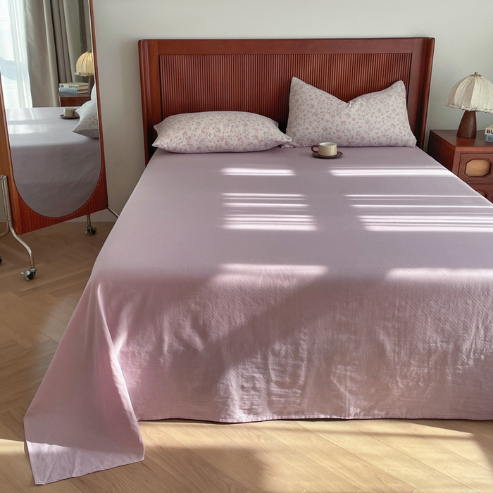 91家纺网 家纺一手货源 找家纺 典曼家纺 2025新款A类母婴级抗菌有氧双层纱亲肤小清新印花三件套四件套 阳春三月