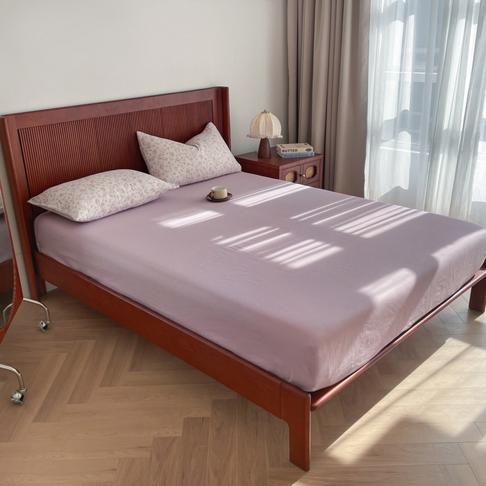 91家纺网 家纺一手货源 找家纺 典曼家纺 2025新款A类母婴级抗菌有氧双层纱亲肤小清新印花三件套四件套 阳春三月