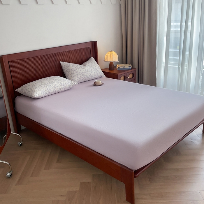 91家纺网 家纺一手货源 找家纺 典曼家纺 2025新款A类母婴级抗菌有氧双层纱亲肤小清新印花三件套四件套 紫藤