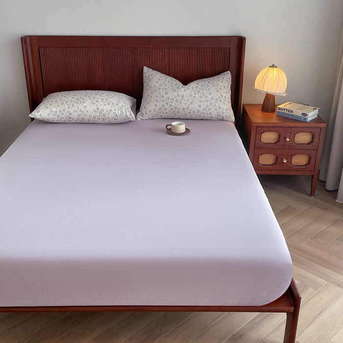 91家纺网 家纺一手货源 找家纺 典曼家纺 2025新款A类母婴级抗菌有氧双层纱亲肤小清新印花三件套四件套 紫藤