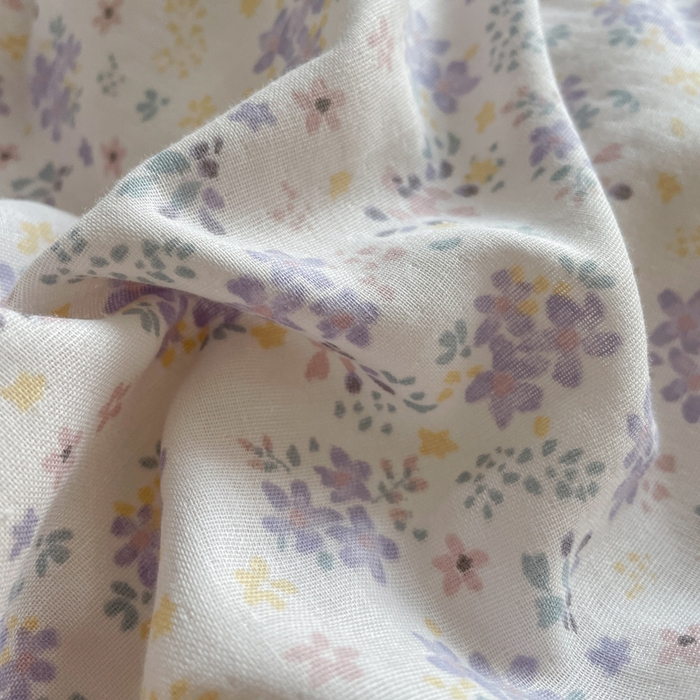 91家纺网 家纺一手货源 找家纺 典曼家纺 2025新款A类母婴级抗菌有氧双层纱亲肤小清新印花三件套四件套 紫藤