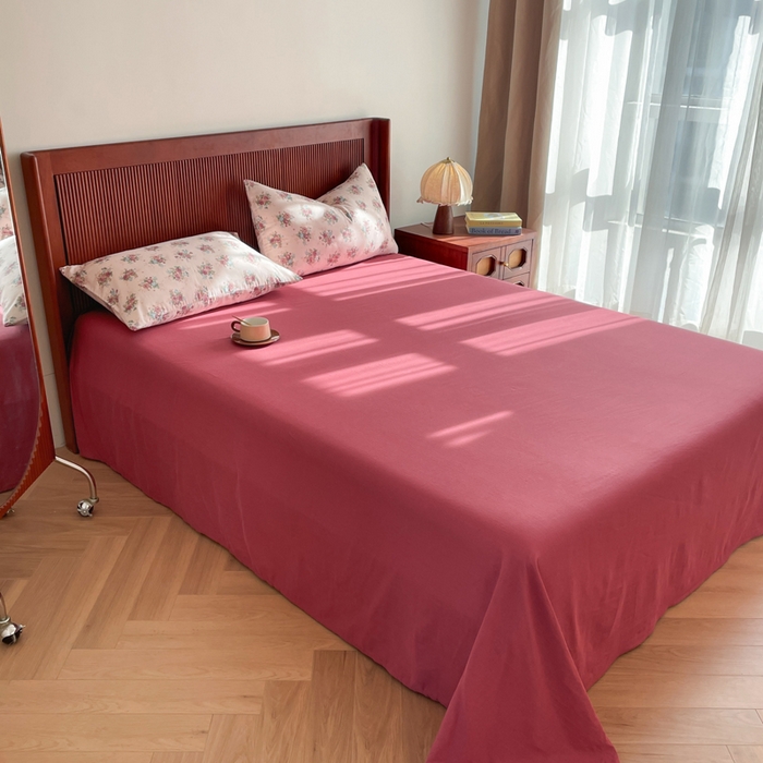 91家纺网 家纺一手货源 找家纺 典曼家纺 2025新款A类母婴级抗菌有氧双层纱亲肤小清新印花三件套四件套 花样年华