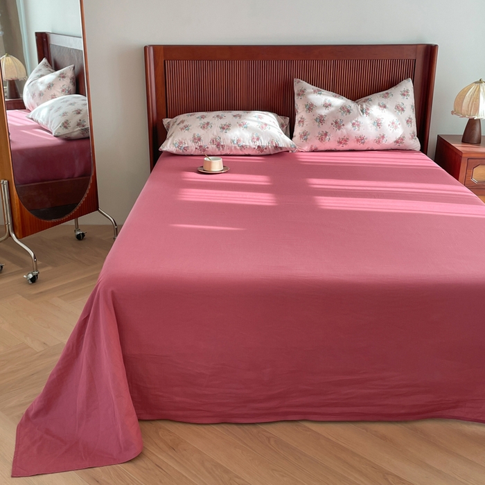 91家纺网 家纺一手货源 找家纺 典曼家纺 2025新款A类母婴级抗菌有氧双层纱亲肤小清新印花三件套四件套 花样年华