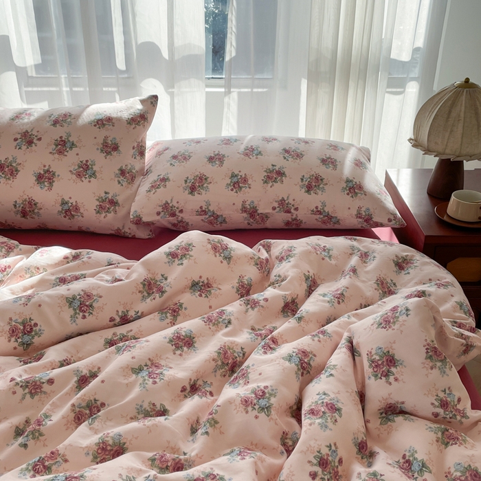 91家纺网 家纺一手货源 找家纺 典曼家纺 2025新款A类母婴级抗菌有氧双层纱亲肤小清新印花三件套四件套 花样年华