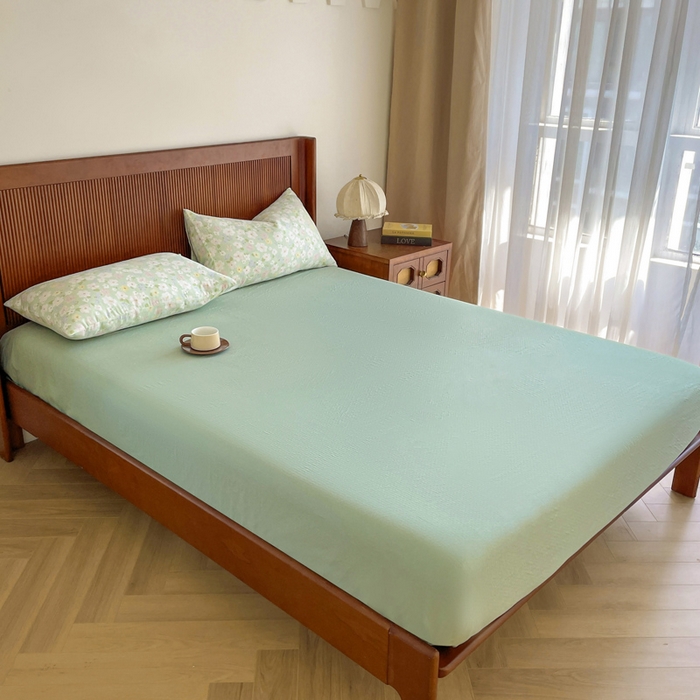 91家纺网 家纺一手货源 找家纺 典曼家纺 2025新款A类母婴级抗菌有氧双层纱亲肤小清新印花三件套四件套 初夏