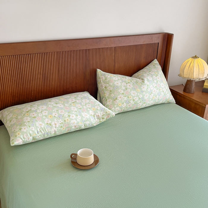 91家纺网 家纺一手货源 找家纺 典曼家纺 2025新款A类母婴级抗菌有氧双层纱亲肤小清新印花三件套四件套 初夏