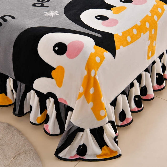 91家纺网 家纺一手货源 找家纺 新8.5-9.5斤法莱绒四件套珊瑚牛奶金貂绒四件套床裙