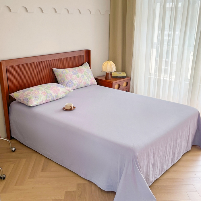 91家纺网 家纺一手货源 找家纺 典曼家纺 2025新款A类母婴级抗菌有氧双层纱亲肤小清新印花三件套四件套 春天里