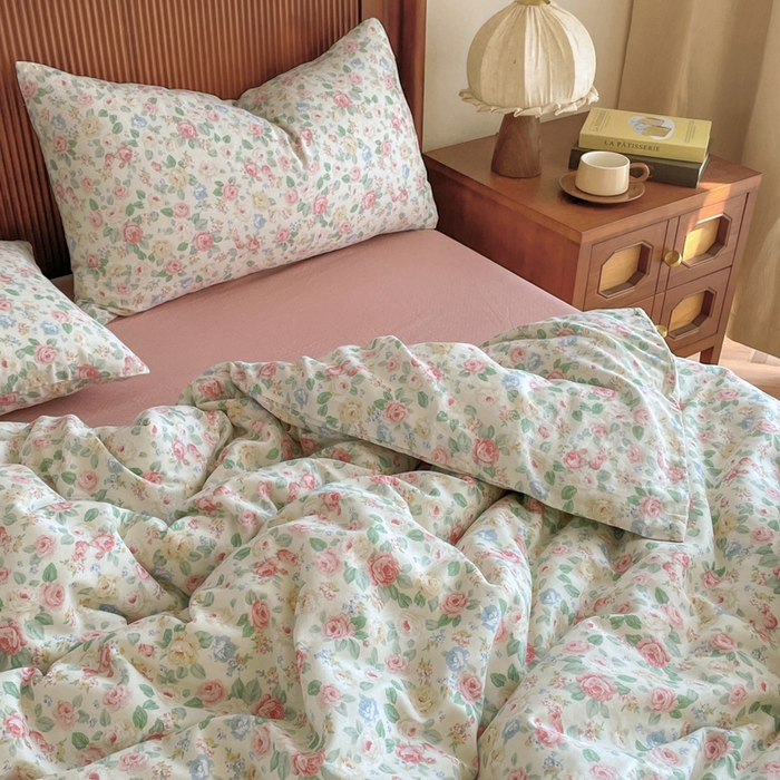 91家纺网 家纺一手货源 找家纺 典曼家纺 2025新款A类母婴级抗菌有氧双层纱亲肤小清新印花三件套四件套 惠仁