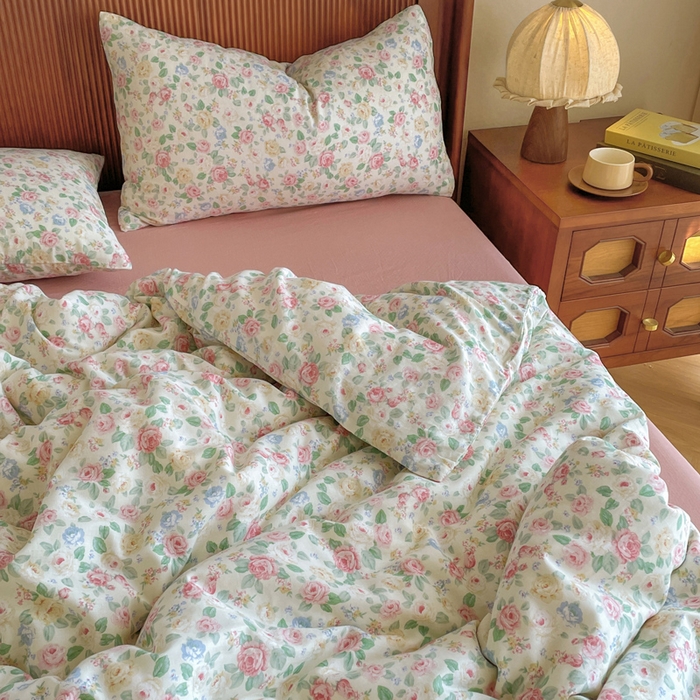 91家纺网 家纺一手货源 找家纺 典曼家纺 2025新款A类母婴级抗菌有氧双层纱亲肤小清新印花三件套四件套 惠仁