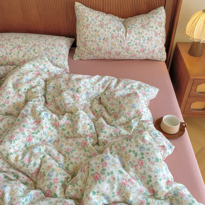 91家纺网 家纺一手货源 找家纺 典曼家纺 2025新款A类母婴级抗菌有氧双层纱亲肤小清新印花三件套四件套 惠仁