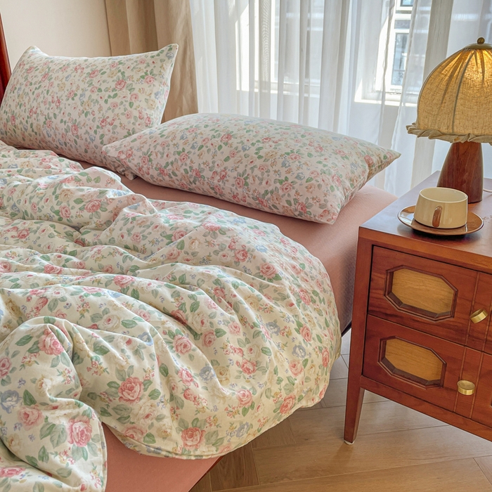 91家纺网 家纺一手货源 找家纺 典曼家纺 2025新款A类母婴级抗菌有氧双层纱亲肤小清新印花三件套四件套 惠仁