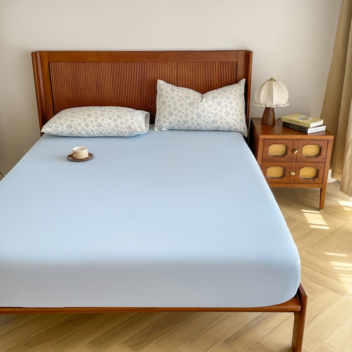 91家纺网 家纺一手货源 找家纺 典曼家纺 2025新款A类母婴级抗菌有氧双层纱亲肤小清新印花三件套四件套 米娅