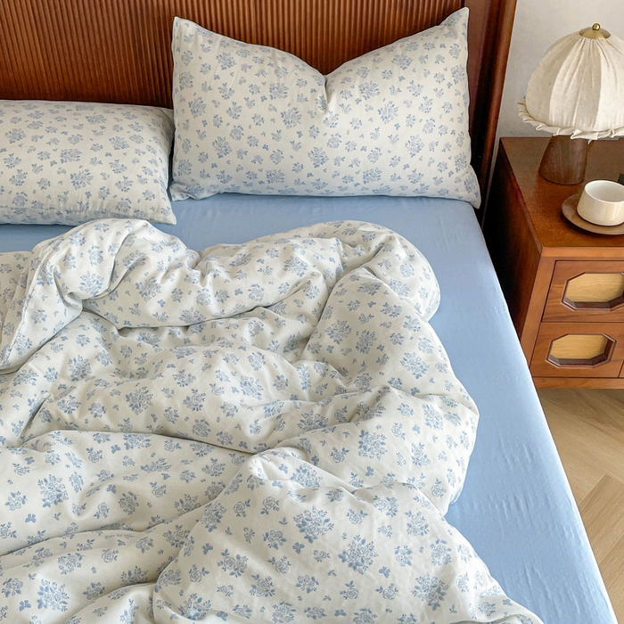 91家纺网 家纺一手货源 找家纺 典曼家纺 2025新款A类母婴级抗菌有氧双层纱亲肤小清新印花三件套四件套 米娅