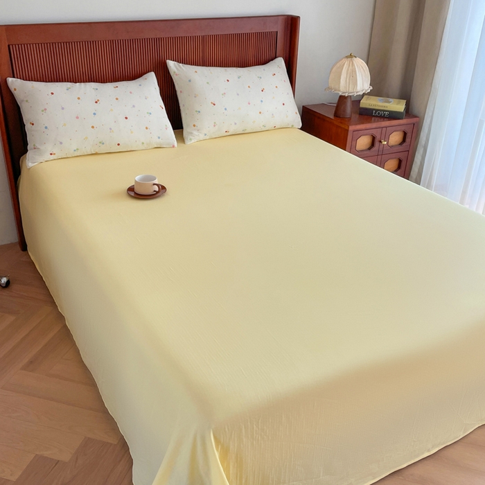 91家纺网 家纺一手货源 找家纺 典曼家纺 2025新款A类母婴级抗菌有氧双层纱亲肤小清新印花三件套四件套 七彩樱桃