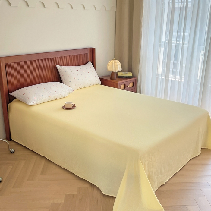 91家纺网 家纺一手货源 找家纺 典曼家纺 2025新款A类母婴级抗菌有氧双层纱亲肤小清新印花三件套四件套 七彩樱桃